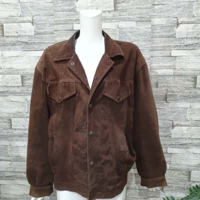  Womens  Size XL Open suede leather Jacket Brown 