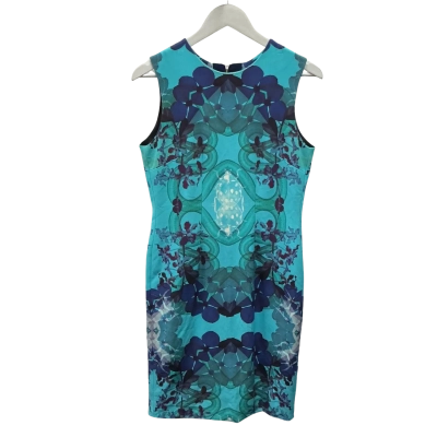 Michael Lo Sordo Womens Size 10 Midi Dress Blue / Green / Maroon / Turquoise - excellent pre loved condition 
