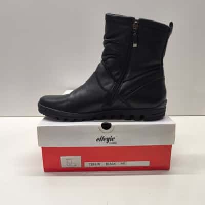Effegie Classic Tera-W Womens Black Leather Ankle Boots Size EU 40 Boxed