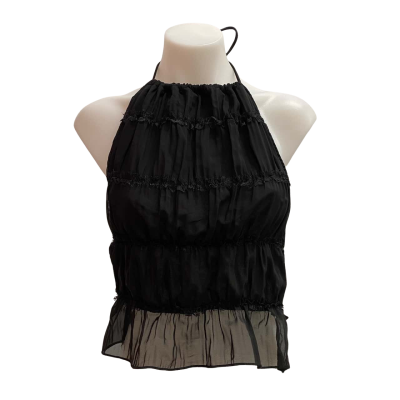  BNWT Bronzesnake Womens Size 12 Black Cropped/Halter Neck/Party Top 