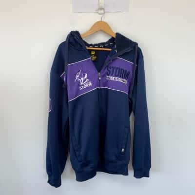NRL Storm Melbourne Blue Purple Front Zip Hoodie Jumper  Size XXXL 