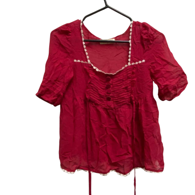 Alannah Hill Womens  Size 8 Blouse Cream / Maroon 