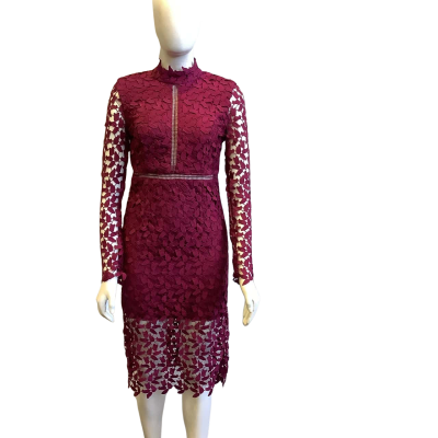 BNWT Bardot Women's Size 10 Alberta Lace Dress Burgundy 