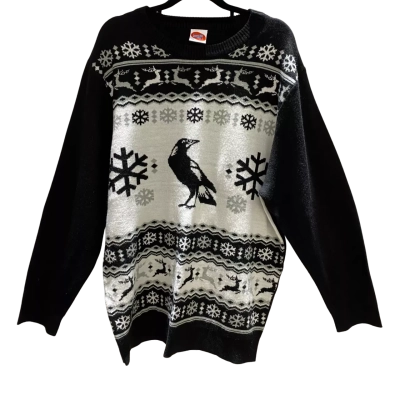 AFL Christmas Jumper Collingwood Magpies Mens  Size XXL Crew Neck Jumper Black  / White 
