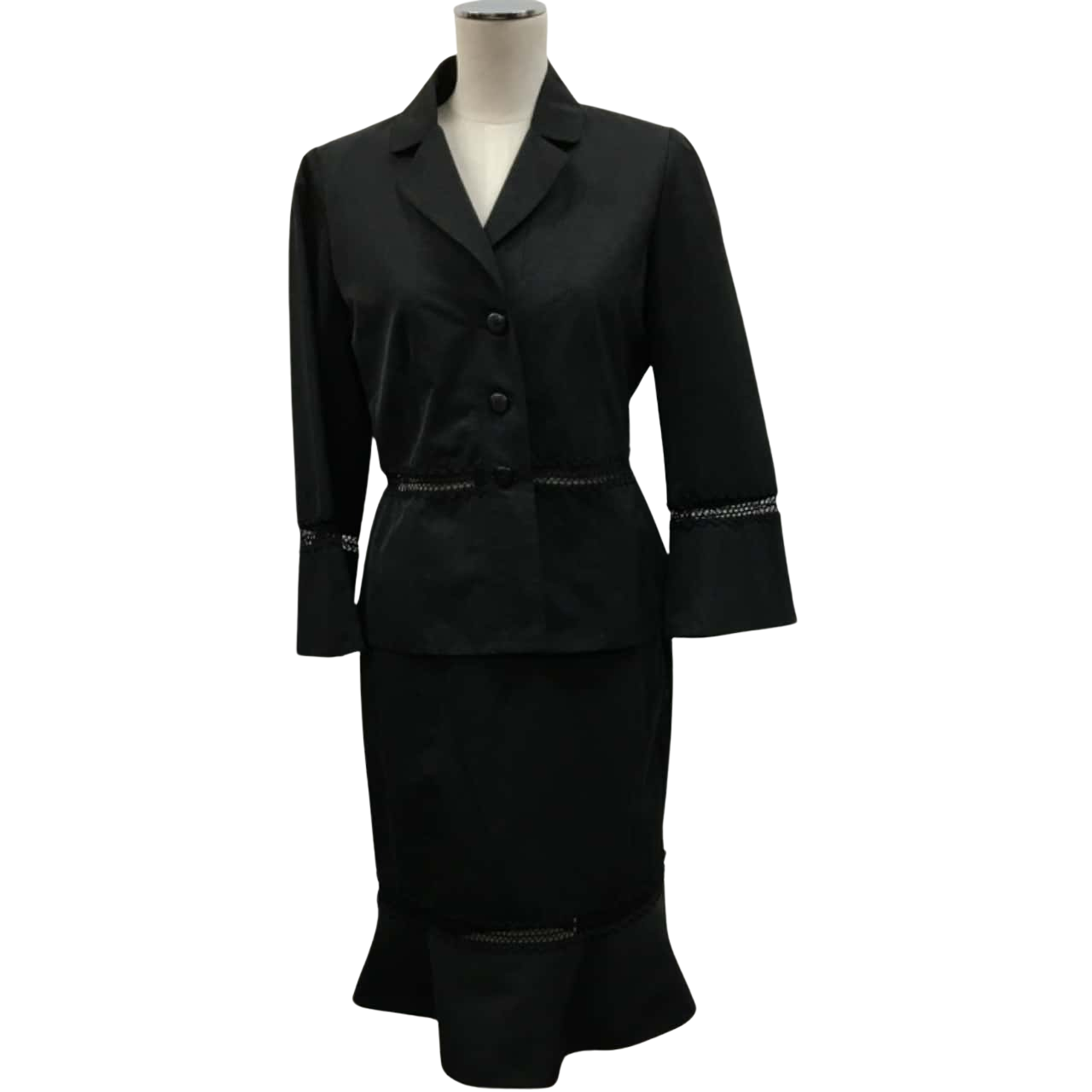Ashley Fogel Black Skirt Suit Set Size 12
