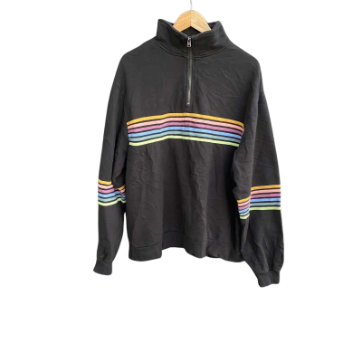 Ghanda Womens  Size 14 Collared Crew Neck Black with stripes