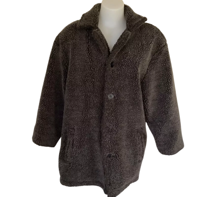 VINTAGE* 80s. RAAM.     Dark Chocolate Charcoal  Borg Coat.   Size ?