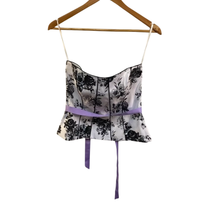BNWT White House Black Market Womens  Size 8 Black  / White floral Bustier RRP $94