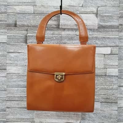  Vintage Alligator Leather Goods Womens Small Handbag Tan Brown 