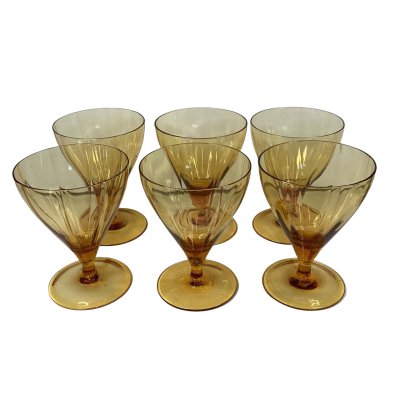 Retro Amber Dessert or Cocktail glasses set of 6