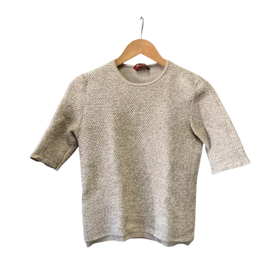 Max Mara Studio Womens  Size XS Short Sleeve Top Beige 