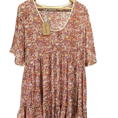 Tree of Life dress BNWT Size M Cream / Floral / Orange / Pink  