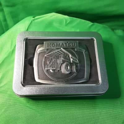  Mens Grey Komatsu 968 dump truck belt buckle in metal box