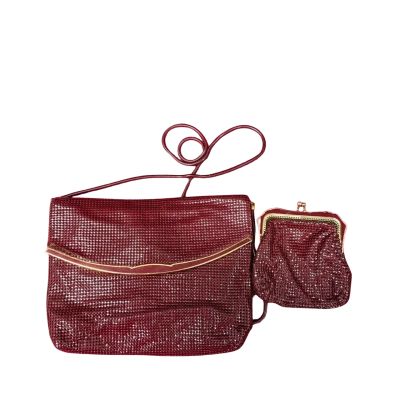 Glomesh Womens Cross Body Bag and coin purse Maroon 