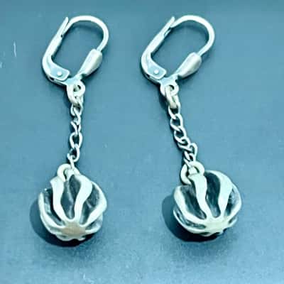 Vintage Silver Ball Drop Earrings
