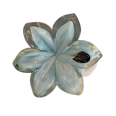 Murano Made in Italy, Glass Flower. Pale Blue