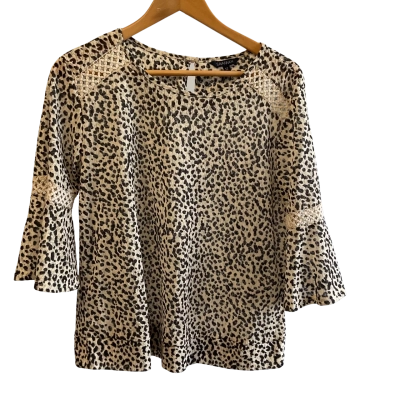 “Savannah” 3/4 sleeve shirt -Womens  Size 12 Black  / Cream 