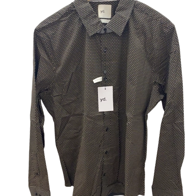 Yd. Mens  Size L Business Shirt / Long Sleeve Shirt Black  / Brown 