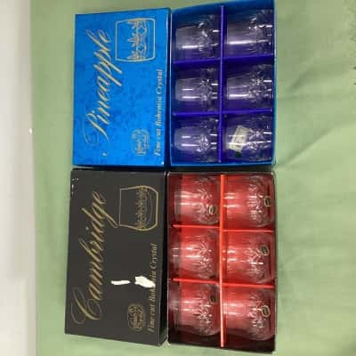 RARE 12x Bohemia Crystal Tumblers – Boxed Set of 12 DOF Cut Glass Crystal