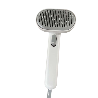 Silica Cat Brush with Release Button in white 