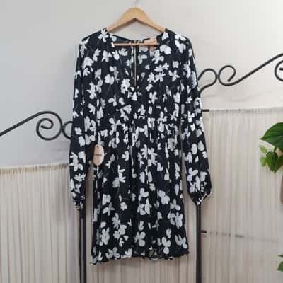 Azzurielle Women's Size 10 Black & White Floral Dress - New With Tags