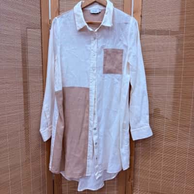 Ginia Womens  Size S Shirt Dress White 