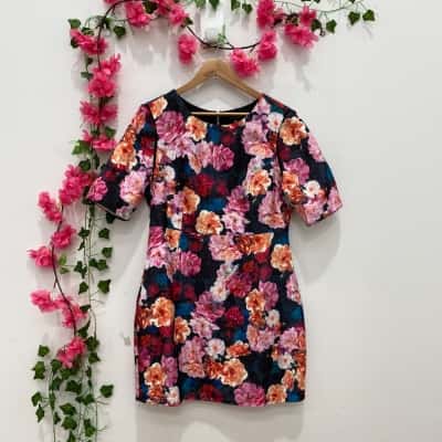 Portmans Womens  Size 16 Floral Dress / Short Sleeve Dress  Black  / Blue / Floral / Green / Multicoloured / Orange / Pink  / Red 