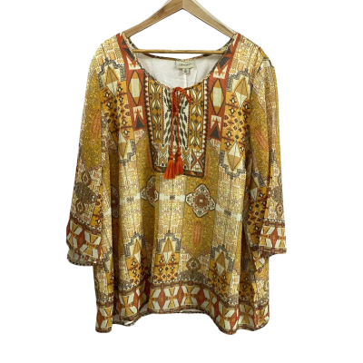 Autograph Womens  Size 26 3/4 Sleeve Top Geometric Print 