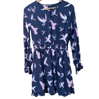 French Connection Navy/Pink Bird Pattern Dress Size 10