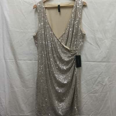 Pink Dusk Womens Size 16 Gold Sequinned Dress