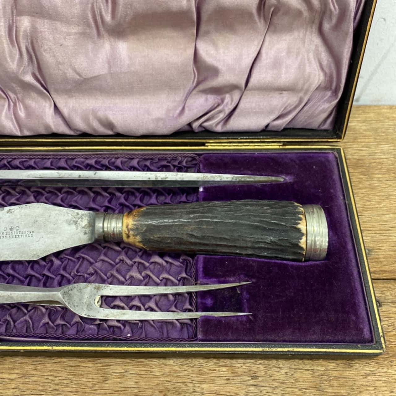 Joseph Elliot&Sons Antique Bone Handle Carving Set (s)