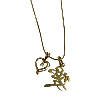 Womens 9ct Gold Necklace With 2 Pendants