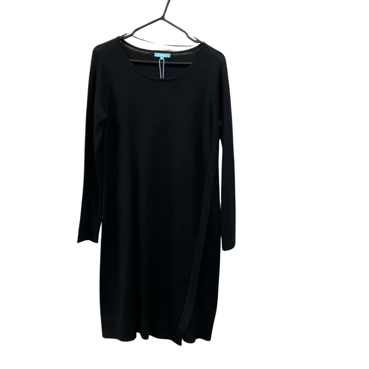 black blue illusion dress Blue Illusion Black Long Sleeve Midi Dress S main image 1