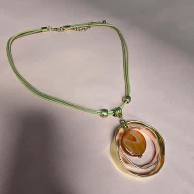  Womens Rope Necklace with agate pendant 