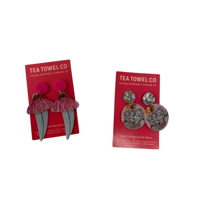  2Pcs Tea Towel Co Handmade Earrings 