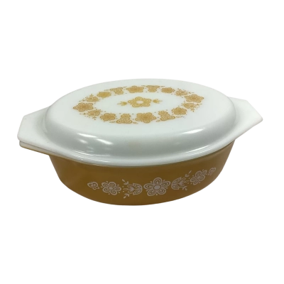 Vintage Pyres Butterfly Gold 2.5qt Casserole Dish 