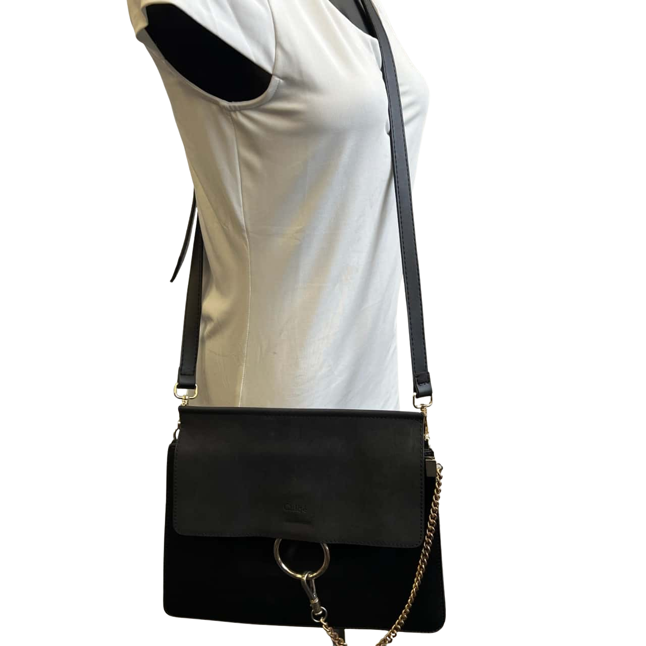 Chloe Womens Leather Satchel Crossbody Bag Black (s)