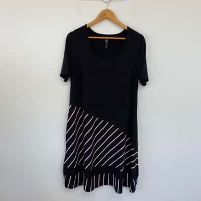 Taking Shape Black Striped Short Sleeve Mini Dress  Size XXS 