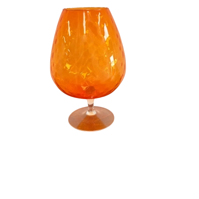 LARGE ORANGE GLASS BRANDY BALLOON