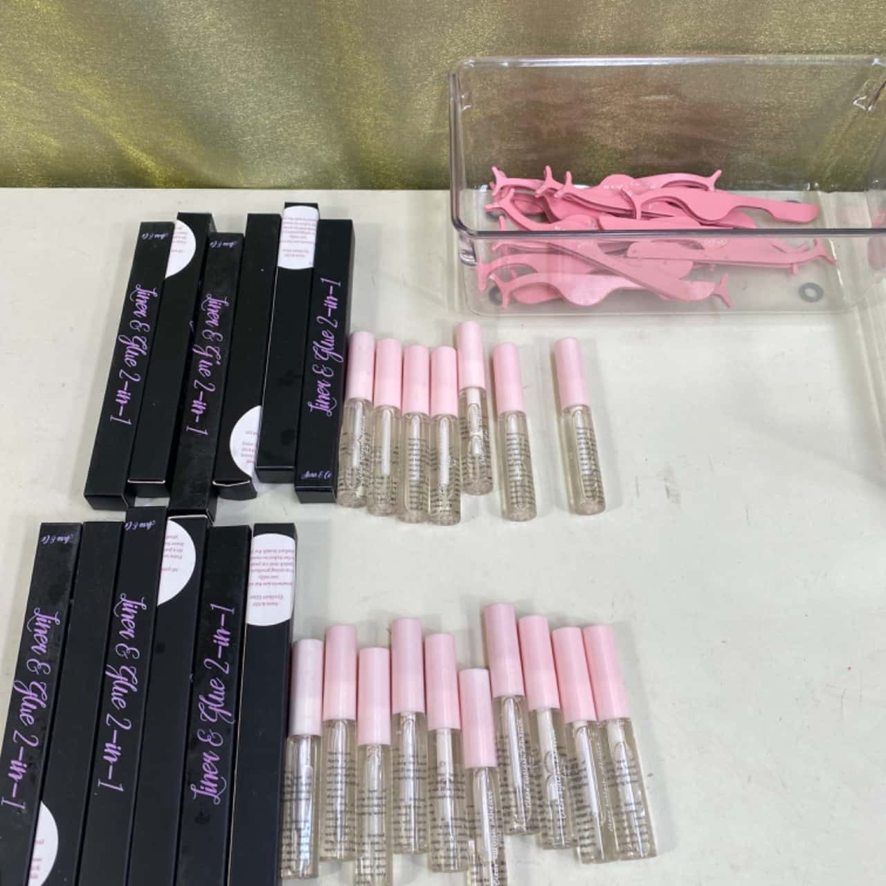 Assorted Eyelash Glue x14/Black Eyeliner Glue Pens x12/ Eyelashes applicator x15