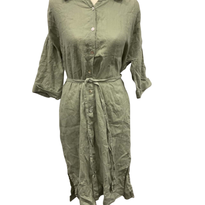 Tahari Womens  Size S 100% linen button down dress