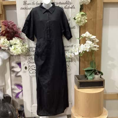 SNEAKY LINK BRAND! BNWT THE LOFKA MIDI DRESS! RRP $289.00!! Womens  Size XL Maxi Dress / Shirt Dress / Short Sleeve Dress  Black  