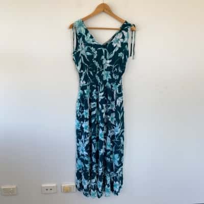 Katies Teal Lil Maxi Dress  Size 10 Floral 