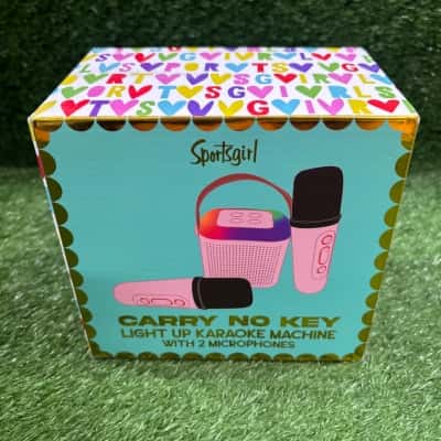Sportsgirl Carry No Key Light Up Karaoke Machine With 2 Microphones (New in Box)