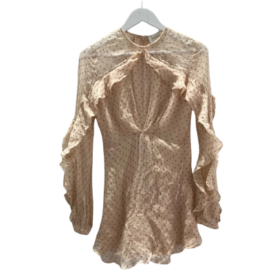 Zimmermann Women's Size 6 Peachy Polka-Dot Mini Ruffle Dress