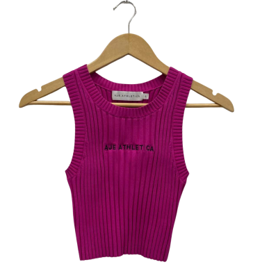 AJE Women's Size 10 Cropped Knit Top Pink  