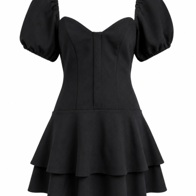 SNDYS Black Cut-Out Puff Sleeve Mini Dress – Size L – NWT