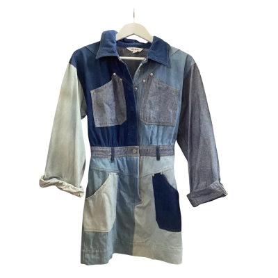Steve Madden - Size 10 Long Sleeve Patchy Denim Dress  