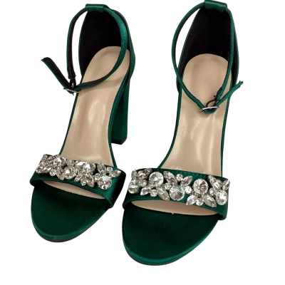 Crystal Embellished High Heels - Green Size 37