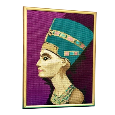 Vintage Embroided Tapestry of Queen Nefertity- just beautiful 